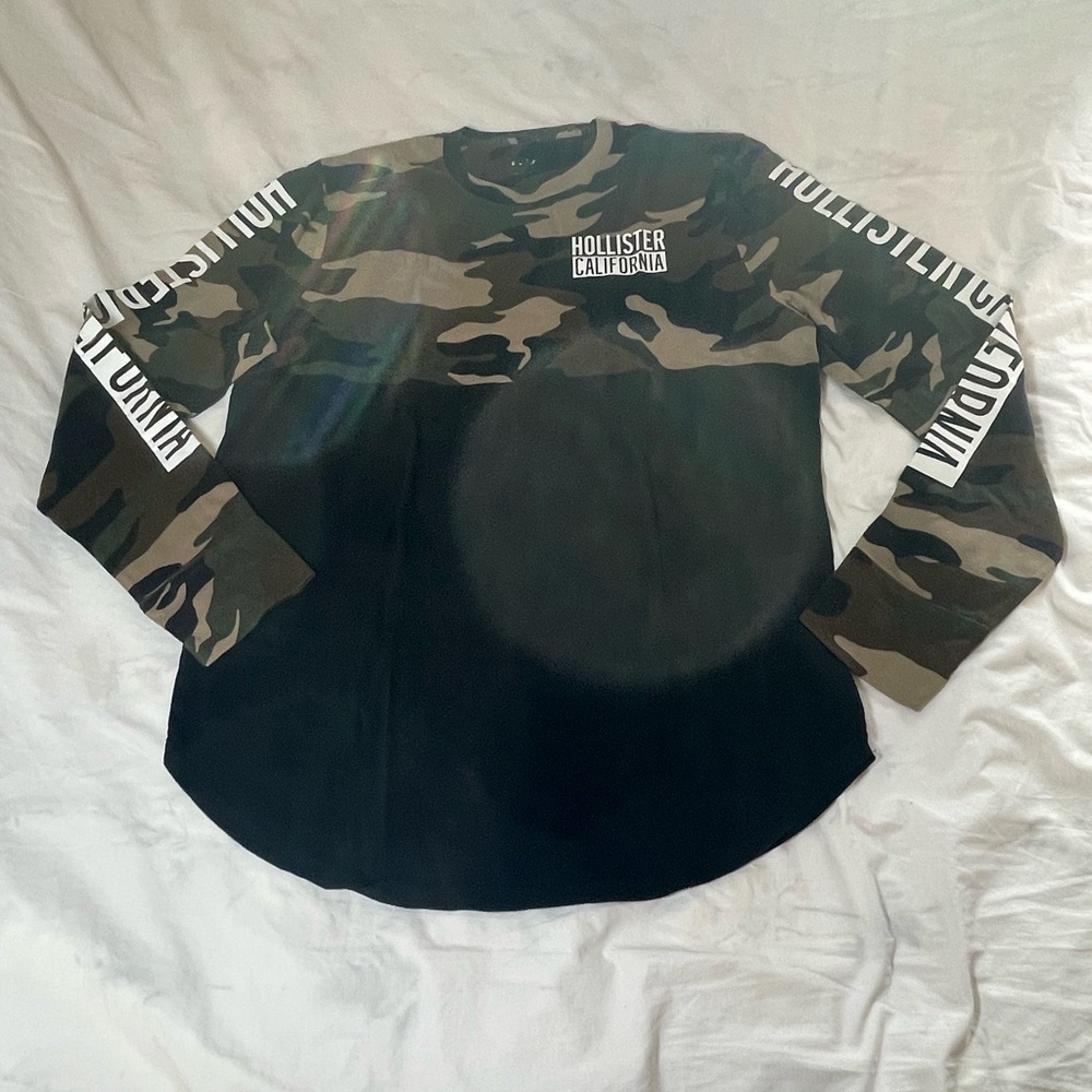 Hollister Black and Camo Long Sleeve Tee